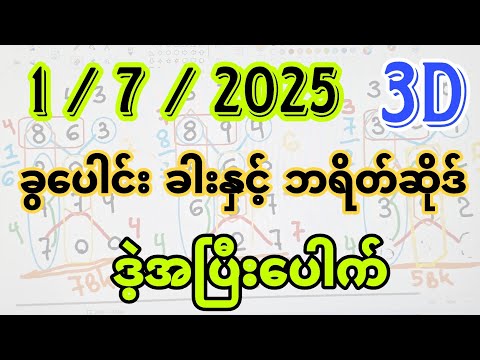 1-7-2025, 3dချဲဂဏန်း ဒဲ့အပြီးပေါက် အောကွက်ကောင်း