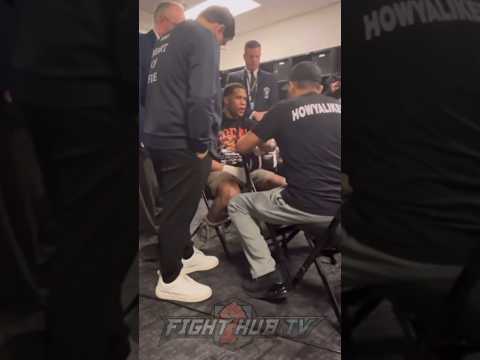 Bts- devin haney wrapping hands before his ryan garcia fight