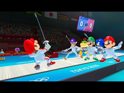 Mario and Sonic at the Olympic Games Tokyo 2020 - Fencing All Characters Gameplay (Very Hard)