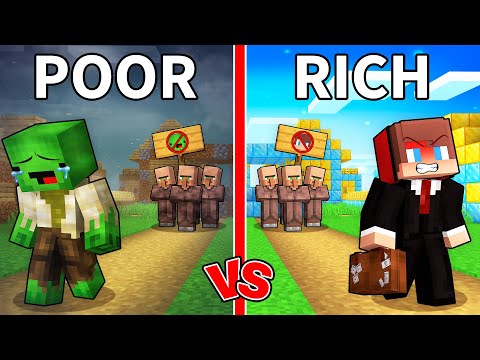 Mikey and JJ Were Kicked Out Of POOR vs RICH Village in Minecraft (Maizen)