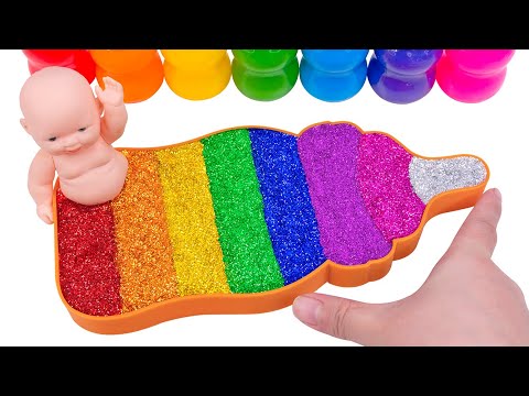 Mixing All My Slime l How To Make Rainbow Glitter Milk Bottles Glossy Pool Slime Satisfying ASMR