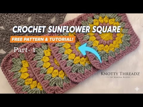 Easy Crochet Sunflower Square Tutorial for Beginners | Part 1 - Crossbody Crochet Bag Tutorial