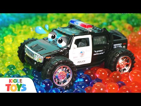 A Police Car Falls Into an Orbeez Ball Pit😂 Cocobi Toy Car Rescue Team