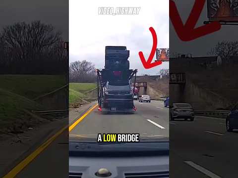 Truck Enters Low Bridge!