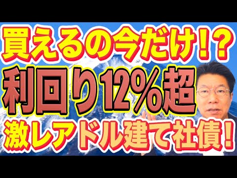 経済金融の動画サムネイル - 【1063】利回り12％！お宝社債！？年間約5％利息収入＆償還利益約7％を楽しめる！いよいよラストチャンス！？（2025年7月18日時点）#債券運用#お金#ドル建て社債#米国債#アメリカ国債#退職金