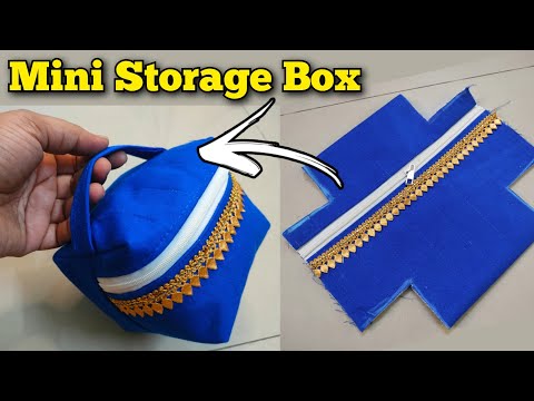 ⭐ छोटे से टुकड़े से बनाये - Mini storage box/ Pouch making/ Bag cutting and stitching/ DIY makeup box