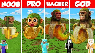 Chimpanzini Bananini Build Battle Challenge - Noob vs Pro vs Hacker vs God - Minecraft Animation