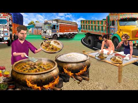 Truck Driver Cooking Mutton Dalcha Chawal Unlimited Free Food Street Food Hindi Kahaniya Moral Story