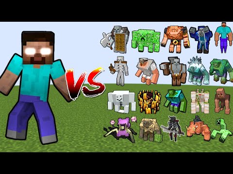 HEROBRINE vs ALL MINECRAFT MUTANTS (Minecraft Mob Battle)