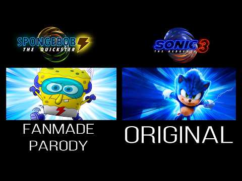 SONIC THE HEDGEHOG 3 and SPONGEBOB Parody Side-By-Side Comparison