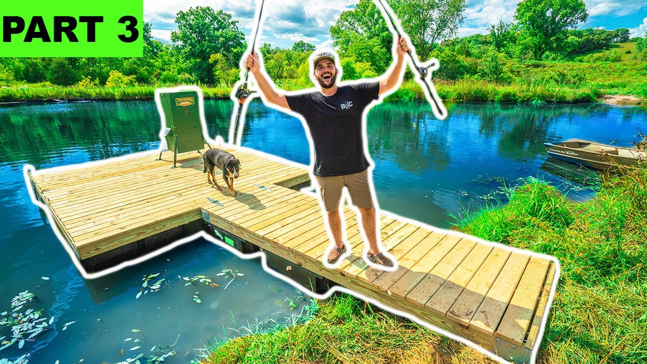 Building a GIANT DIY FLOATING DOCK for My BACKYARD POND! (Part 3) - Will It Float?