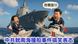 中共终于就南海撞船事件搞笑表态：菲律宾你赖皮！！😭 这个盘子连胡锡进都叼不住了。美国军舰巡航事发海域以示威慑。菲律宾防长再次啪啪打脸中共，暴露中共外交思路严重混乱