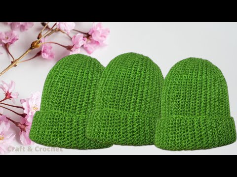 Easy Crochet Beanie for Beginners /Easy & fast crochet hat for Men & Women / Craft & Crochet hat1124
