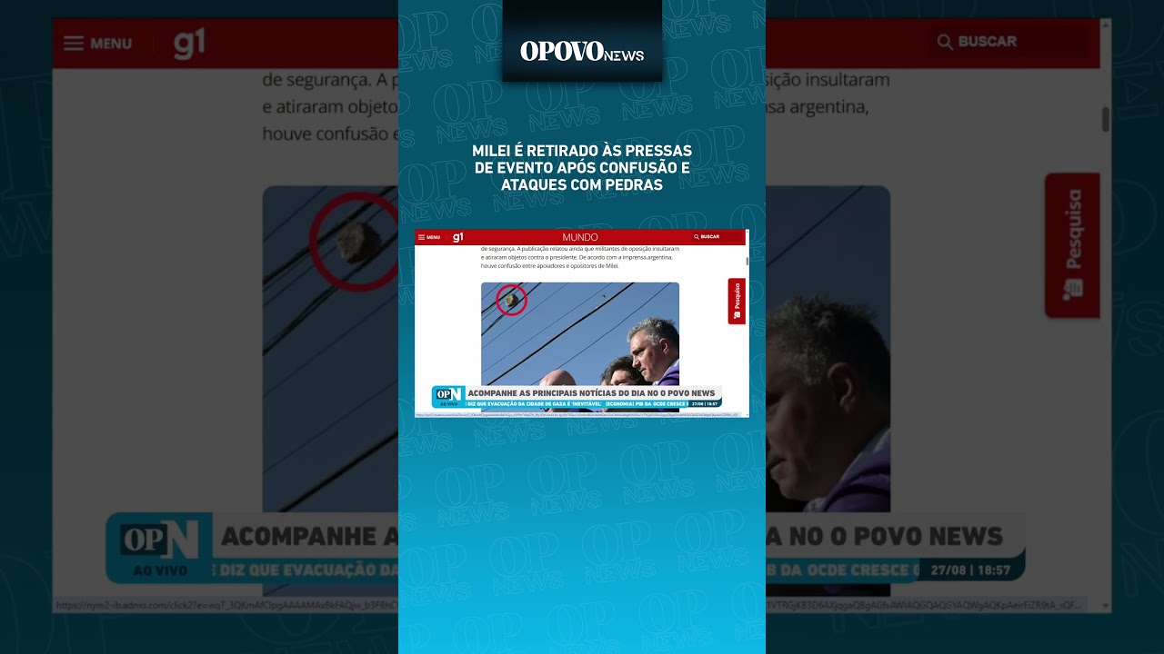 Milei é retirado às pressas de evento após confusão e ataques com pedras