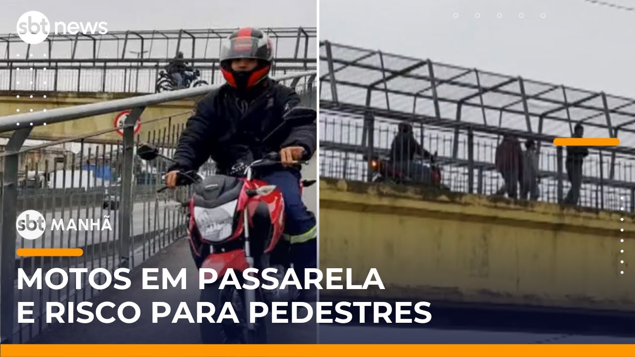 SP: Motociclistas usam passarela de pedestres e colocam vidas em risco | #SBTManhã