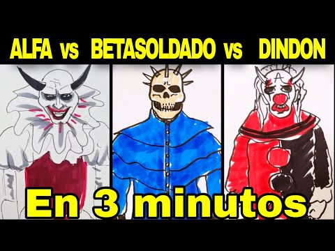 Dibujo a ALFA vs BETASOLDADO vs DINDON en 30 seg. 3 Min. y 30 min | Payasos de la Deep Web | Fede V