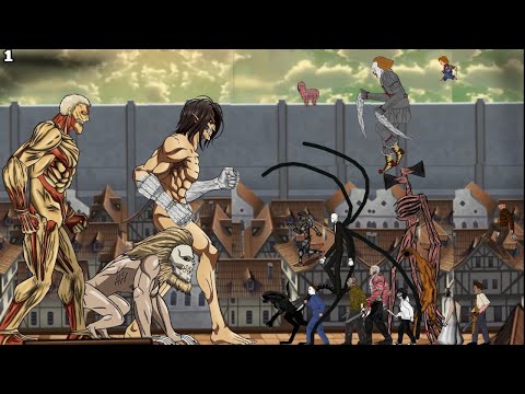 Attack Titan, Jaw Titan, Armored Titan(Shingeki no Kyojin)AOT Vs Siren Head, Slenderman, Jason - DC2