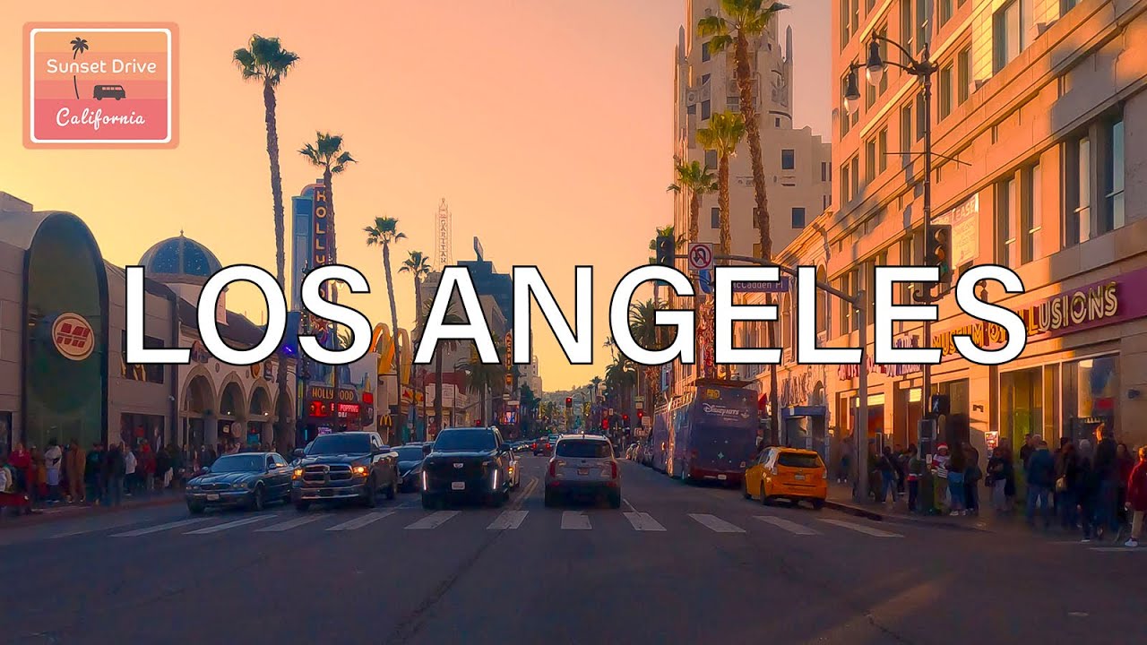Driving Famous Spots in Los Angeles at Sunset Downtown LA - Hollywood - Beverly Hills - Rodeo Dr