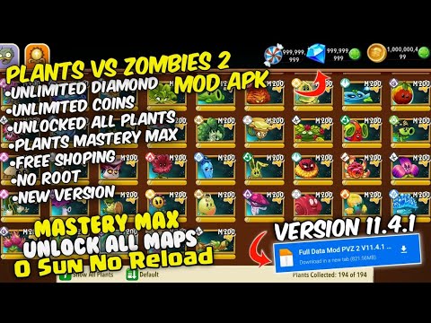 Plants VS Zombies 2 Mod Apk New 2024 V11.4.1 - Unlimited Diamond & All Plants Unlocked Max Level