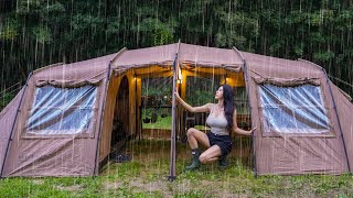☔️CAMPING IN THE RAIN: BUILDING THE BASE SHELTER