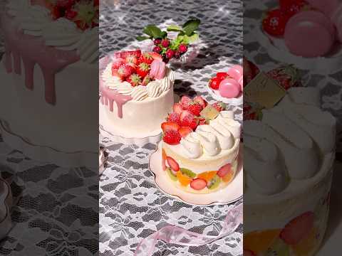 どっちのショートケーキがタイプ(๑• •๑)??🎂💖💛 #ショートケーキ #vlog #フルーツケーキ #眼鏡の男の子 #好き💕