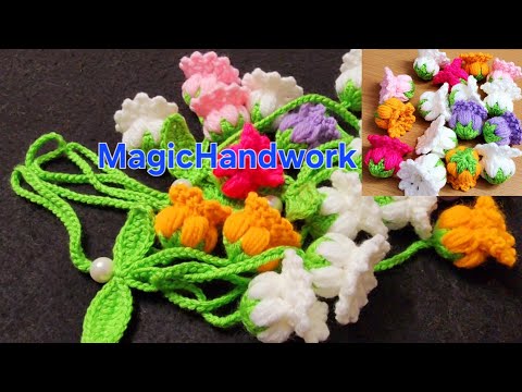 🌸 फूलों वाला लटकन, Crochet fridge Door hanging, Car mirror hanging, Crochet bell flowers #beginners