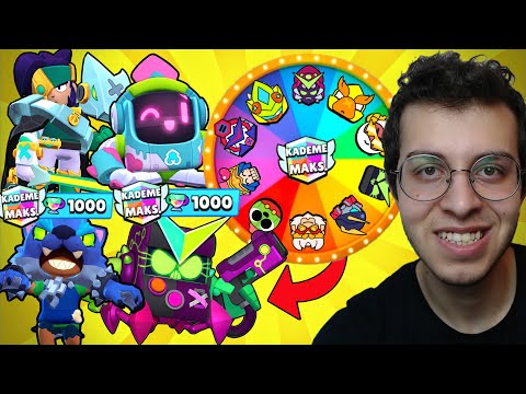 24 SAAT BOYUNCA ÇARKTAN ÇIKAN KARAKTERİ 50 RÜTBE YAPTIM (1000 KUPA KASTIM) !! BRAWL STARS