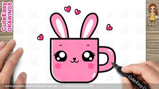 How to Draw a Cute Bunny Cup Easy | Kawaii Bunny Cup Drawing for Kids!