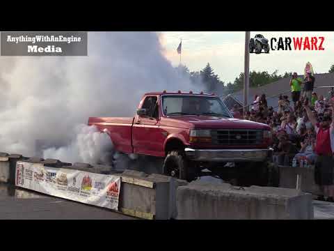 Red Ford Truck Smokey Burnout At Rod Benders Burnout Competition