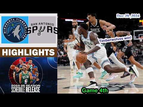 Minnesota Timberwolves vs San Antonio Spurs Game Highlights | NBA Season Dec 29, 2024