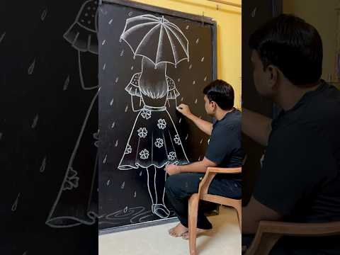 Learn how to draw a girl holding an umbrella in the rain ☔️ #drawingtutorial #art #shortvideo
