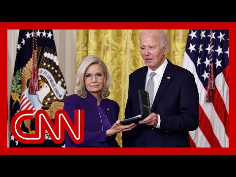 Biden awards high civilian honor to Liz Cheney in rebuke to Trump