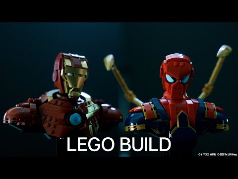 Let’s Build LEGO Iron Spider-Man &amp; Iron Man Busts | Relaxing LEGO Speed Build | Marvel LEGO