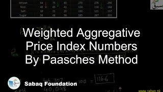Weighted Aggregative Price Index Numbers By Paasches Method