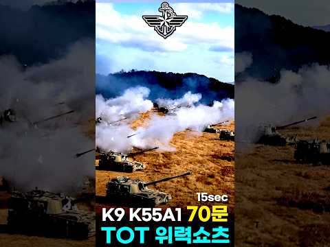 K9, K55A1 70문이 동시에 한지점을 사격하면 벌어지는 일 #shorts