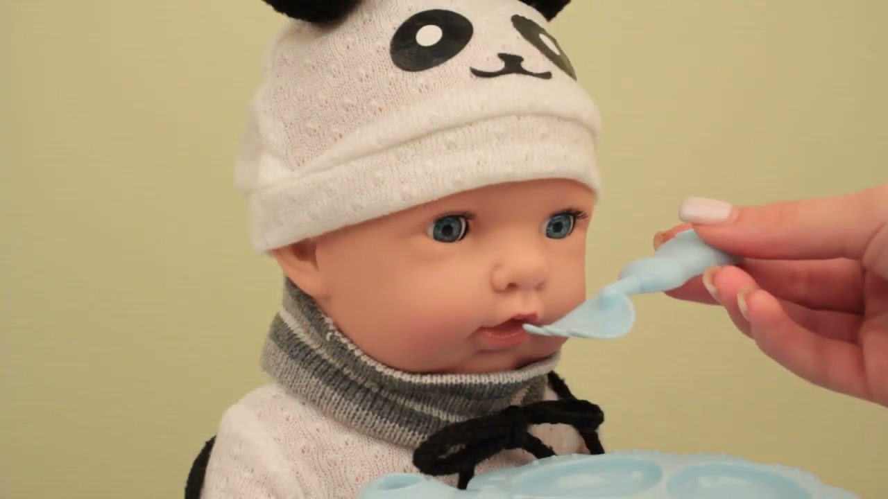 Пупс Lanson Toys в костюмчике панды функциональный с аксессуарами - видео