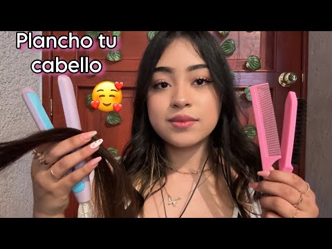 ASMR tu amiga plancha y cepilla tu cabello 💕