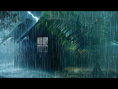 Relax & Fall Asleep Fast, Deep Sleep with Torrential Rain & Mighty Thunder at Night | White Noise