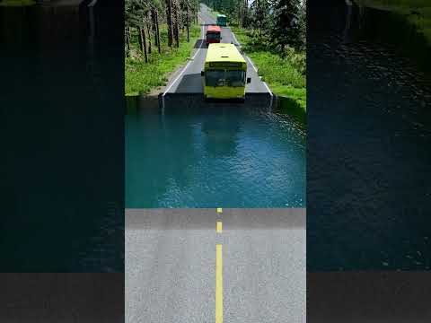 Bus vs huge water pit #20 | #carsvsrpothole #beamngpotholes #massivepotholes #deepwaterbeamngdrive
