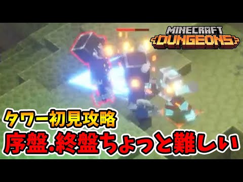タワー初見攻略！序盤からずっと敵が多い。そして終盤敵の火力がキツい！【マイクラダンジョンズ】【naotin】