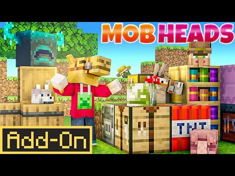 MOB HEADS ADDON 350+ Collectible Heads in Minecraft Bedrock Survival