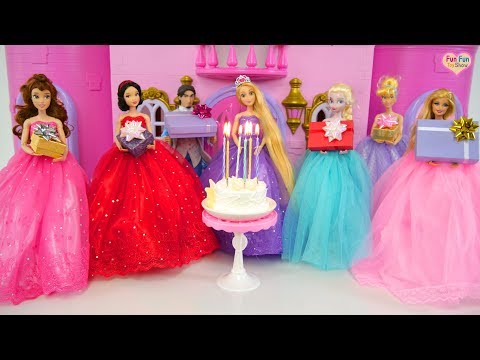 Rapunzel Birthday Party with Princesses & Barbie ! Pesta Ulang Tahun Rapunzel Festa de aniversário