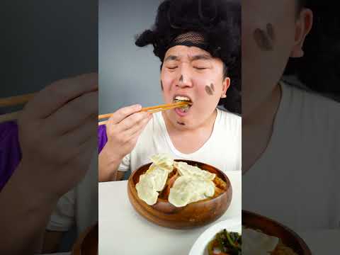 ASMR MUKBANG | Spicy noodle with Dumplings eating HUBA #shorts