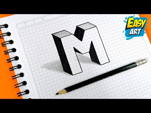 Dibujos muy FACILES -  Como Dibujar LETRAS en 3D letra M - Easy way to Draw 3D letters - Letter M