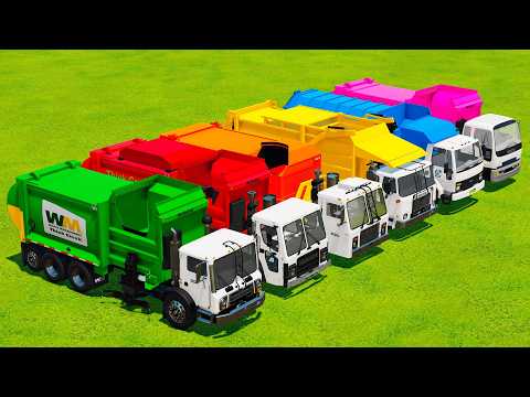 TRANSPORTING NEW GARBAGE TRUCKS, MIXER TRUCKS & DUMP TRUCKS WITH TRAIN! Farming Simulator 22