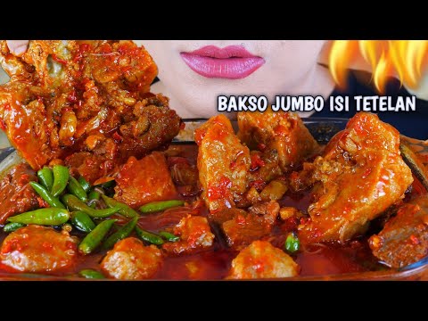 ASMR BAKSO SOUN JUMBO ISI TETELAN KUAH PEDAS | EATING SOUNDS