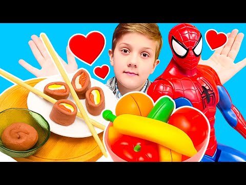 Leo'nun Özel Tarifi: Spiderman İçin Vitamin Dolu Meyveli Çikolatalı Sushi! 🍓🍫 Çocuk oyunları.