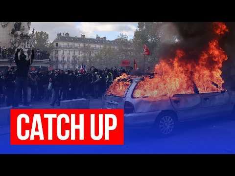 French protesters storm <strong>city</strong> <strong>hall</strong> and set fire to buildings