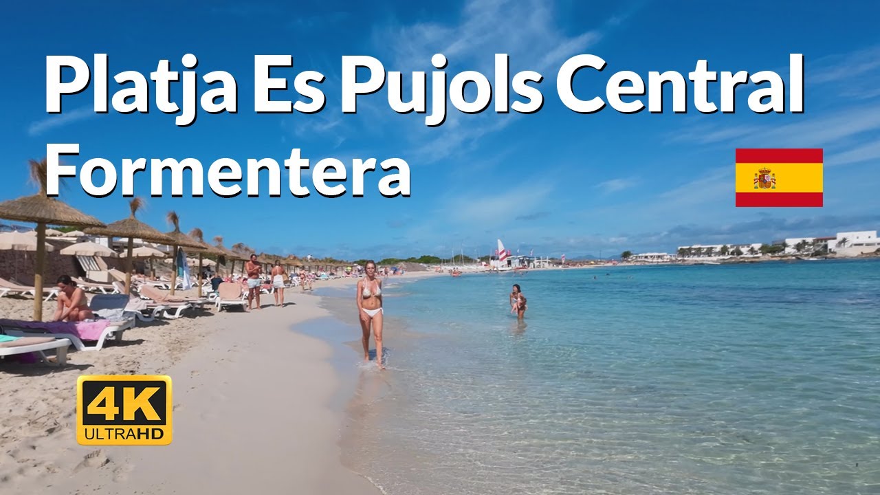 Es Pujols Central Beach Walk Formentera 4K Balearic Islands Spain 🇪🇸