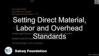 Setting Direct Material, Labor and Overhead Standards